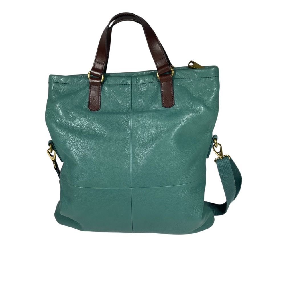 Fossil Fold Over Explorer Tote Bag Purse Teal Crossbody Handbag & Madison Wallet - Picture 3 of 10
